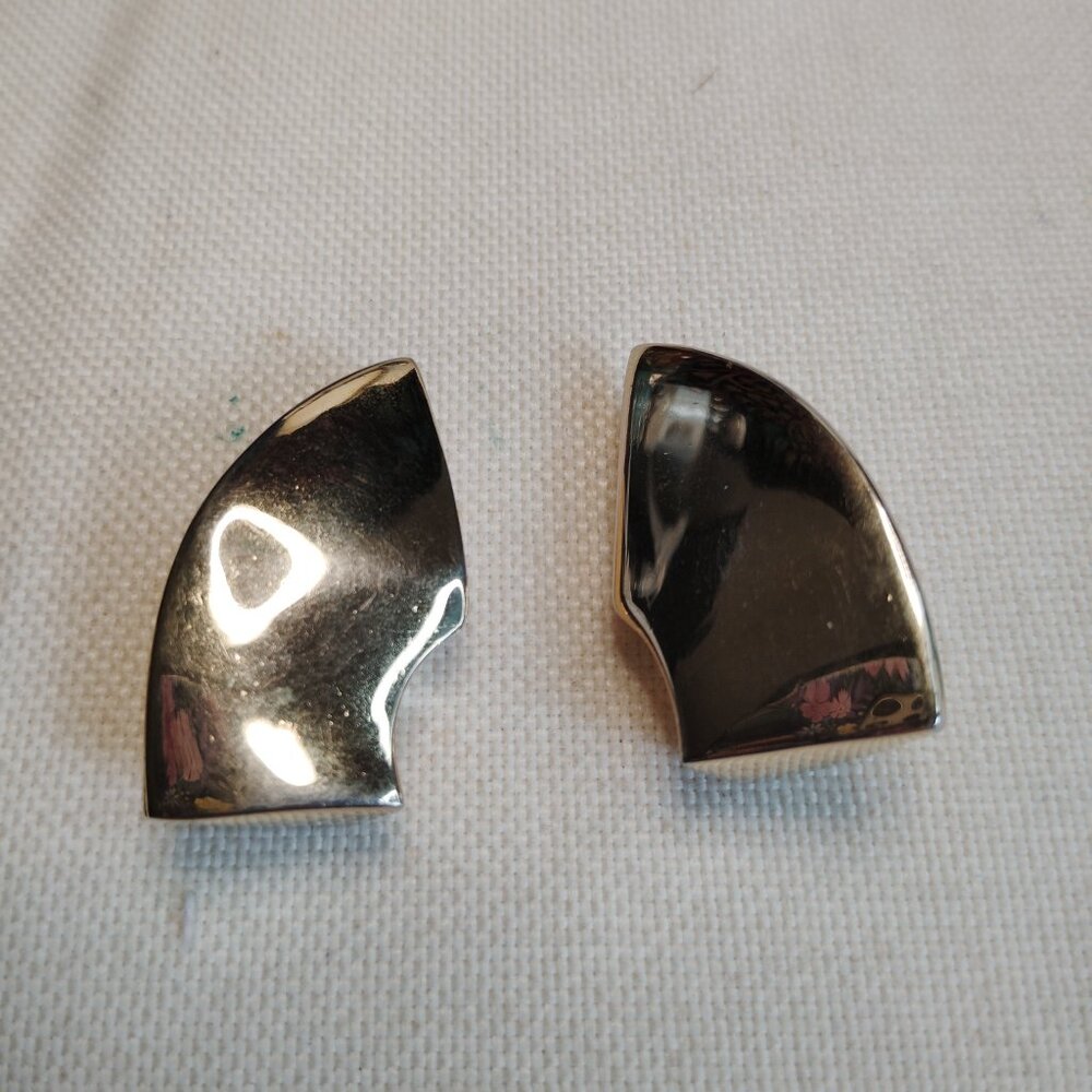 Robert Lee Morris Vintage Gold Plated Sculptural Clip On Earrings Signed - Picture 14 of 15